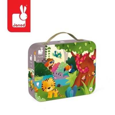 Puzzle panoramiczne w walizce Dżungla 36 elementów 4+, Janod J02729