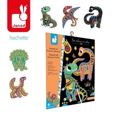 Zestaw kreatywny do zdrapywania Dinozaury 5+, Janod J07889